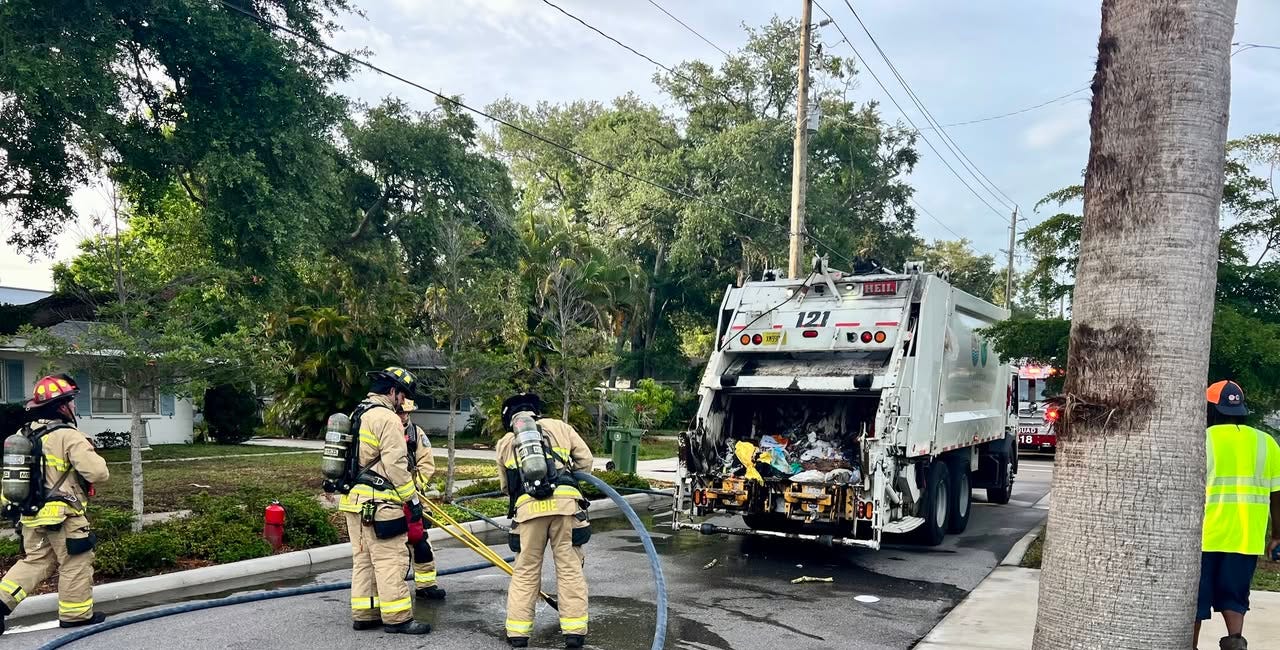 Garbage Truck Fire Quickly Contained During Bradenton Collection Route
