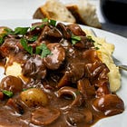 Mushroom Bourguignon with Roasted Carrots