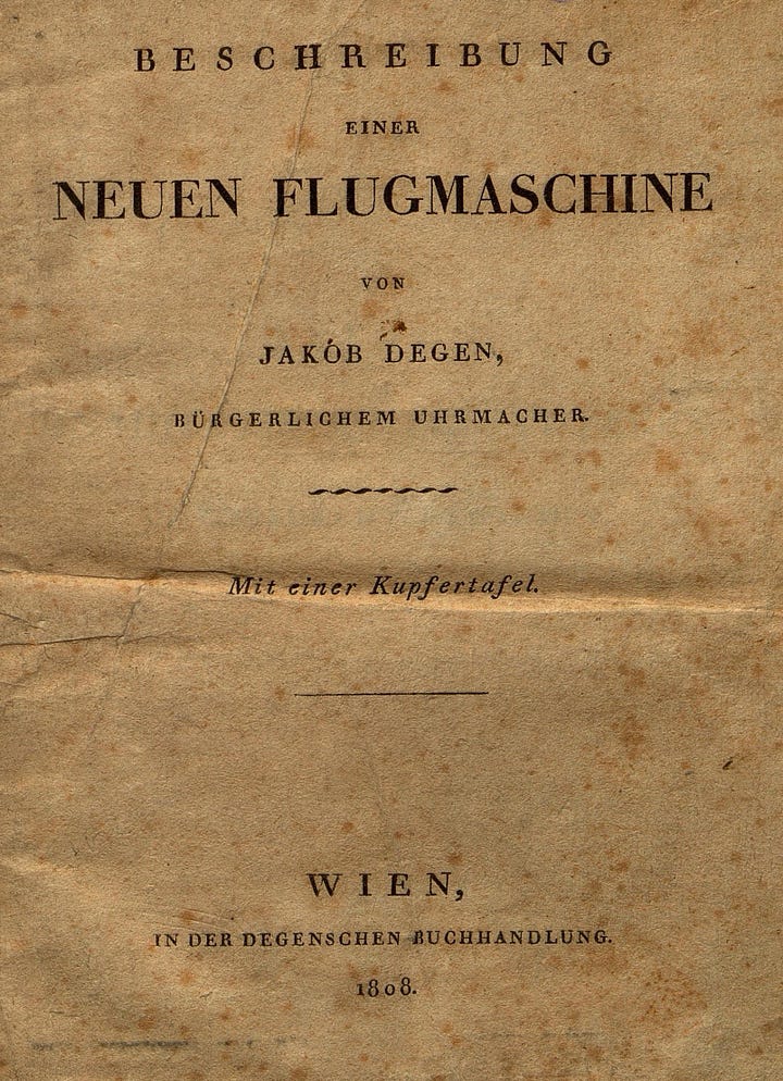 The Flying Machine of Jakob Degen: An Attempt at Steering and a Lot of ...