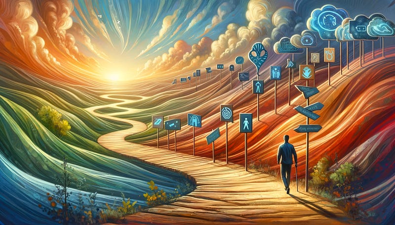 Image representing the path taken with small steps towards big changes to eliminate social anxiety.