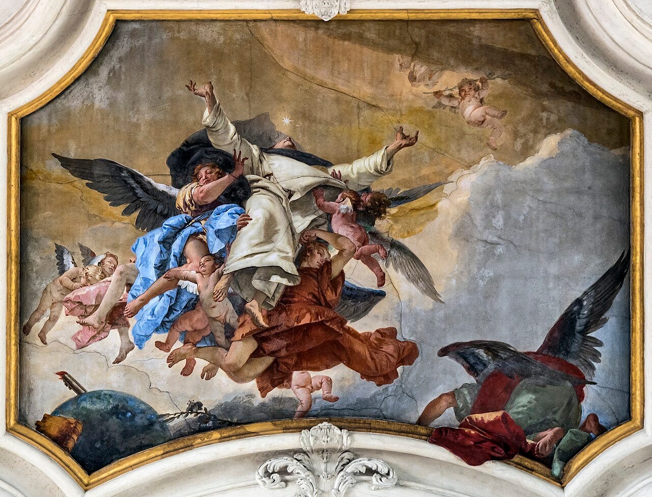 Baroque ceiling fresco with putti