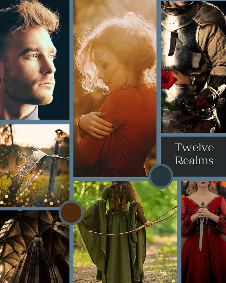 graphics that represent characters, settings, and clothing in Rachael's WIP prequel