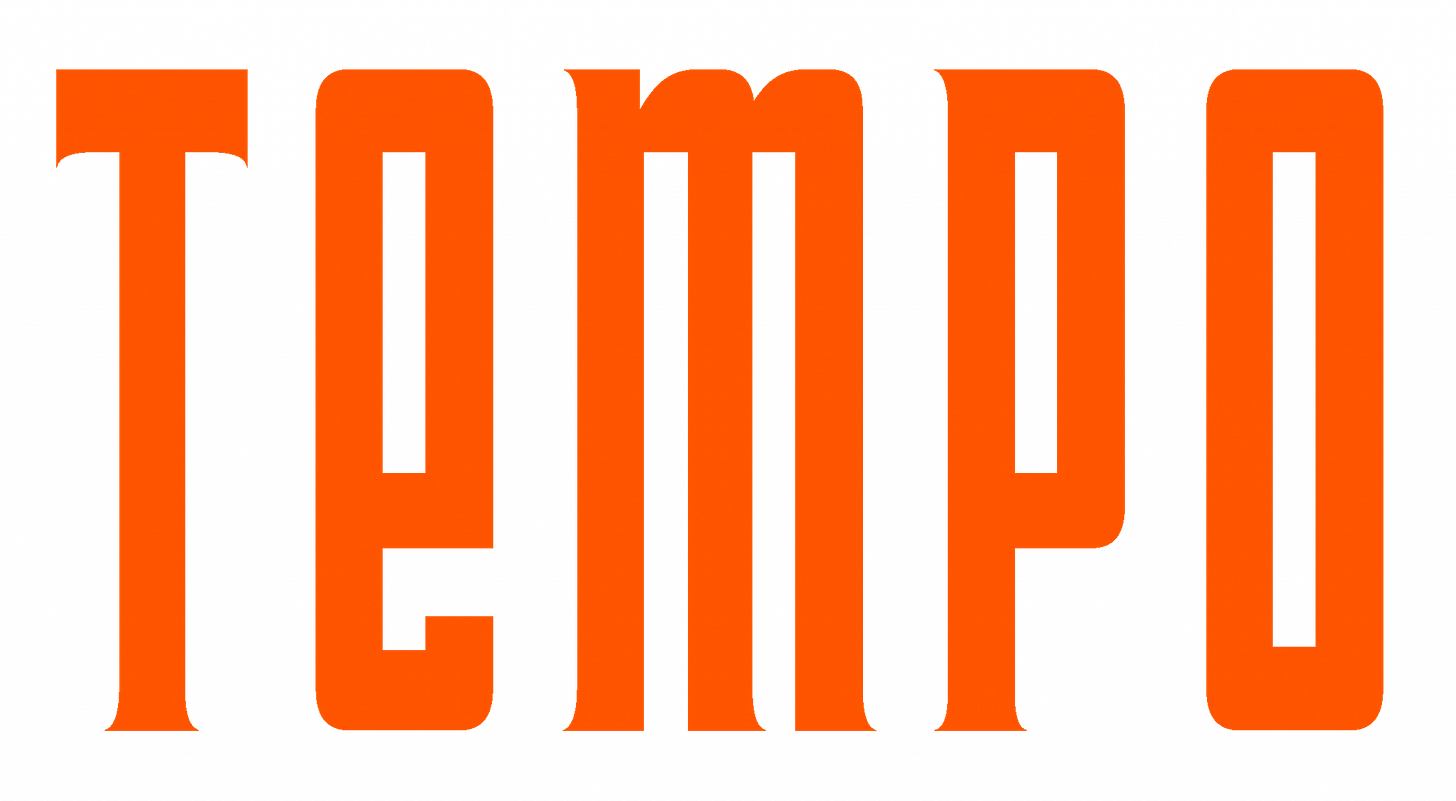 Tempo's new logo: the title of the journal in orange, modern font