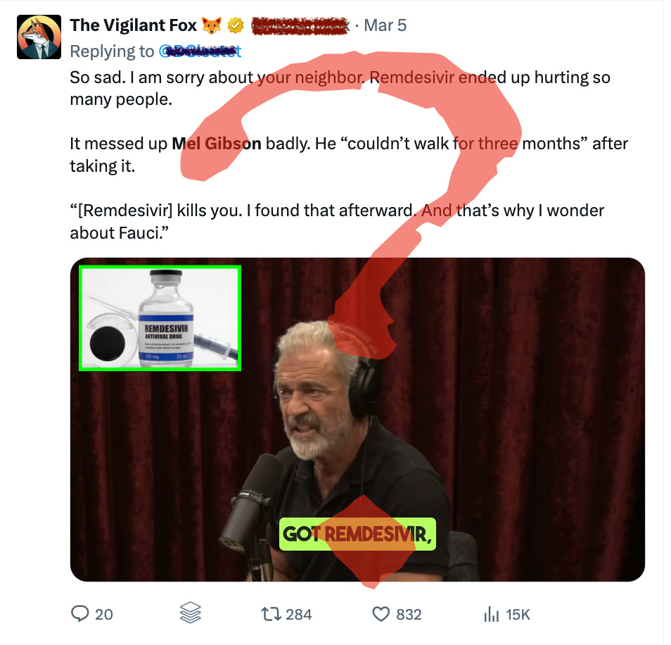 Mel Gibson got so sick when he had COVID that he was hospitalized for a week and then couldn’t walk for three months! What does he blame? It sure isn’t that fact that a COVID vaccine wasn’t yet available when he got sick. It sure isn’t the COVID virus. On Joe Rogan’s show, he blames the medicine that might have kept him off of a ventilator and got him out of the hospital.