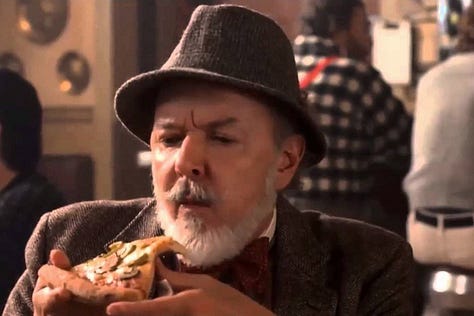 A food critic tries the famous Mystic Pizza, with Julia Roberts in Mystic Pizza (1988)| Film Flavor: A Newsletter Surveying Food in Film