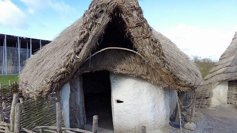 Roundhouses at the Stonehenge Visitor Centre.