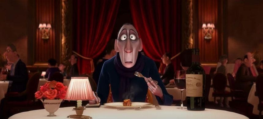 Still of Anton Ego after eating Ratatouille Still of Anton Ego after eating Ratatouille