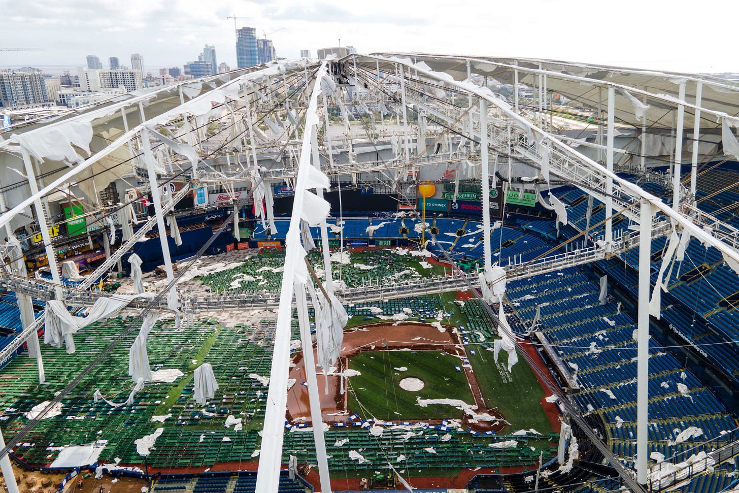 Hurricane-damaged Tropicana Field can be fixed for about $55M in time for  2026 season, per report | CNN