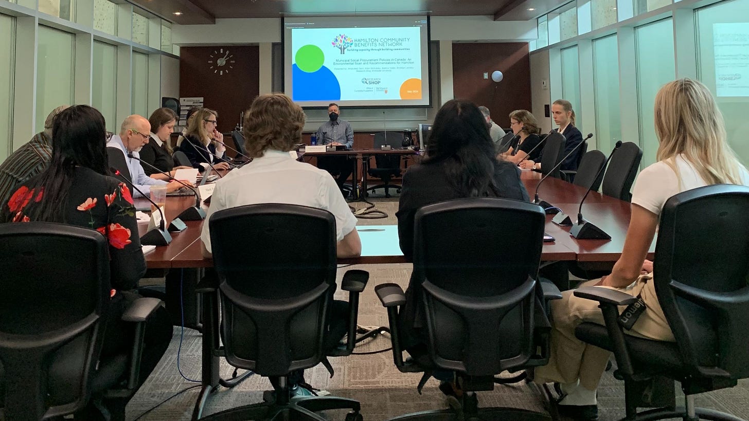 Councillor Kroetsch chairing the Community Benefits Protocol Sub-Committee on May 28, 2024 while students from CityLAB presented their research Councillor Kroetsch chairing the Community Benefits Protocol Sub-Committee on May 28, 2024 while students from CityLAB presented their research