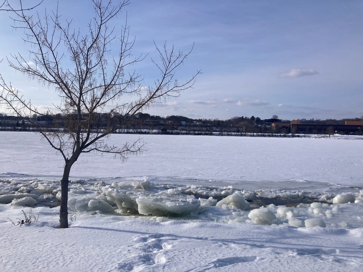 balls of ice along the frozen river