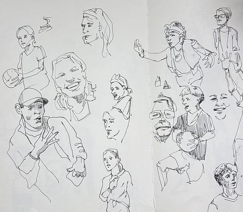 A messy sketchbook.