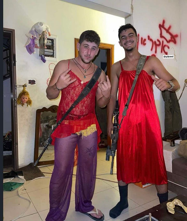 In Gaza, IDF soldiers embody Thanacide and Spectracide in one act — killing children, then playing with their toys; desecrating women, then wearing their lingerie. The photos are posed, shared, and celebrated, turning atrocity into both policy and performance.