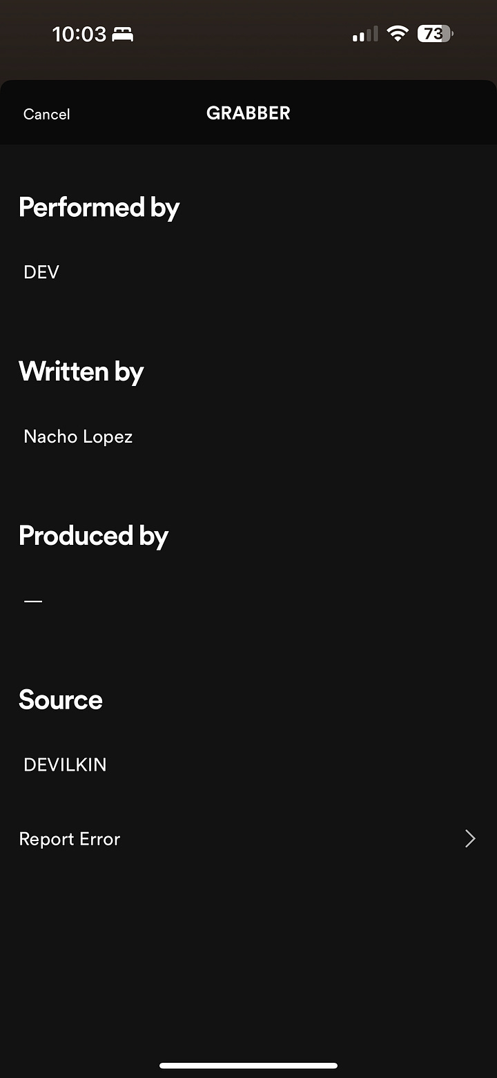 "GRABBER" by DEVILKIN released under DEV's Spotify profile