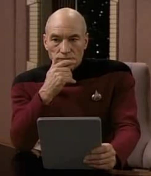 picard thinking Meme Generator