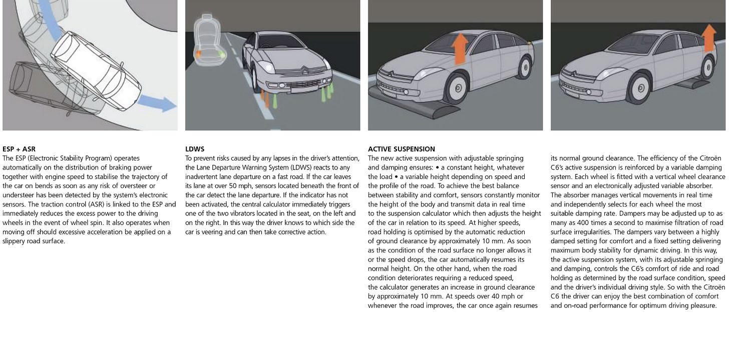 Citroën C6 2006 brochure active suspension LDWS Citroën C6 2006 brochure active suspension LDWS