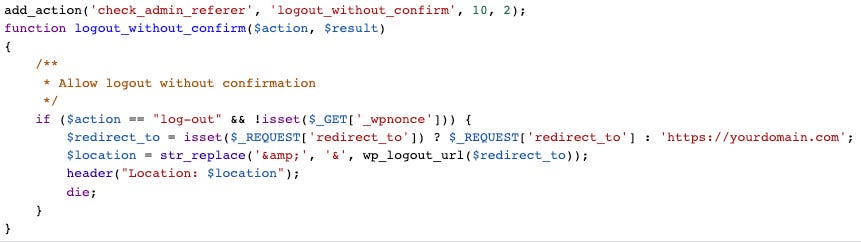Logout of WordPress without confirmation