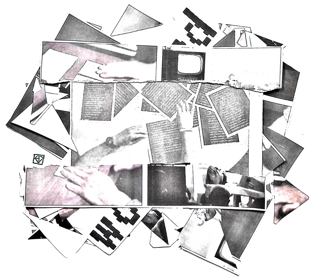 A final collage of Burroughs, Engelbart, and several other images cut and imposed into a collage.