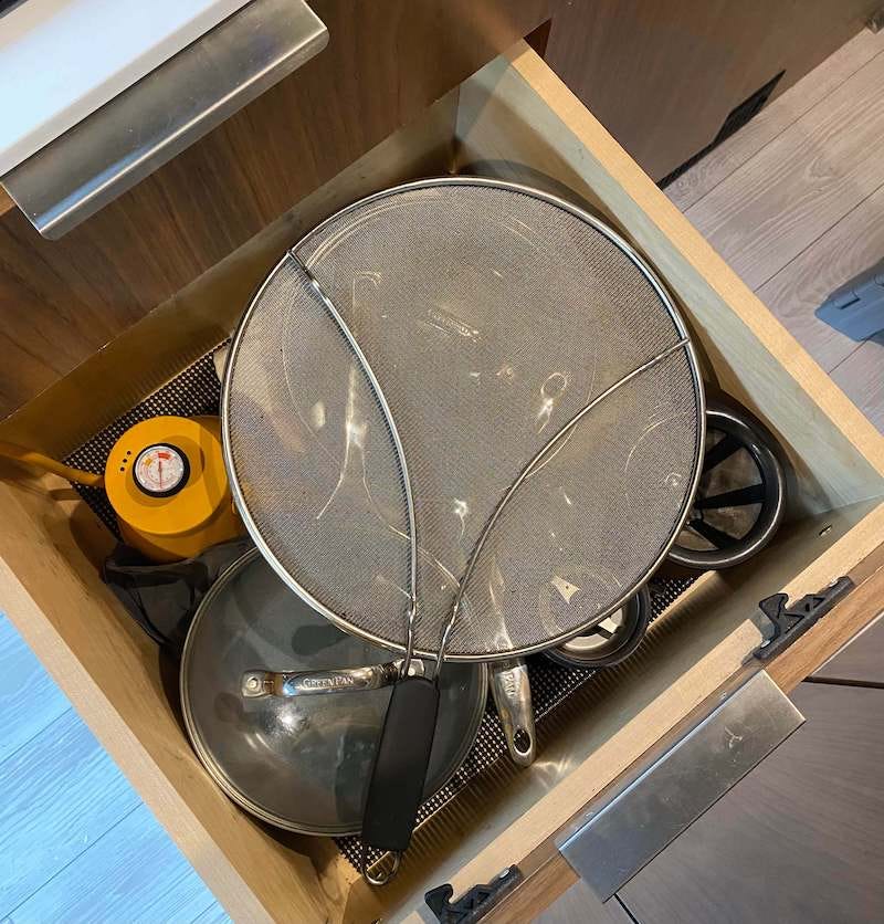 Our middle under stove drawer in our converted camper van
