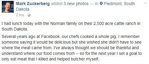 Mark Zuckerberg Will Only Eat Meat He Kills Himself | HuffPost Food & Drink