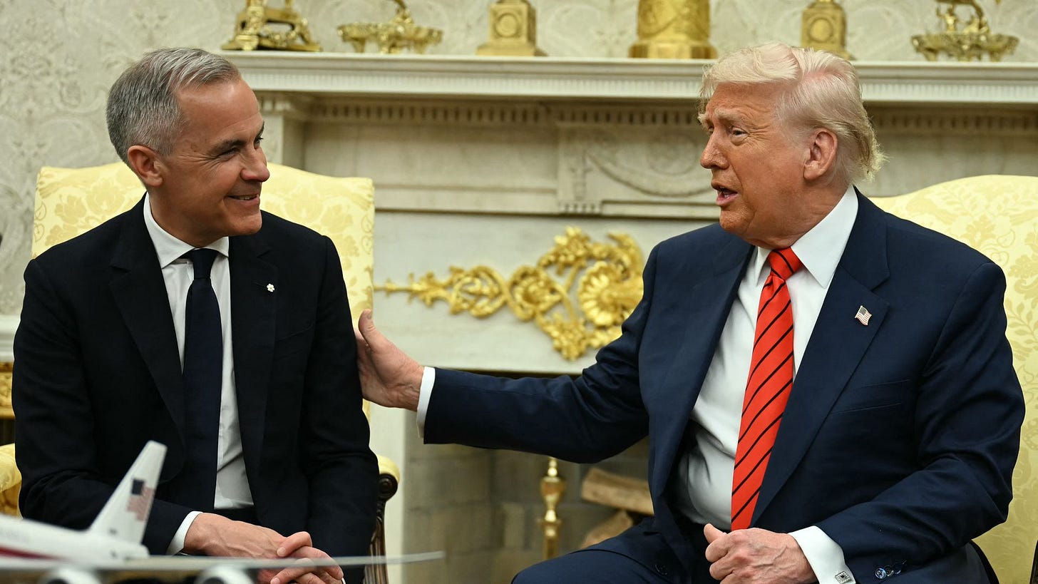 Mark Carney and Donald Trump sit at chairs in the Oval Office Mark Carney and Donald Trump sit at chairs in the Oval Office