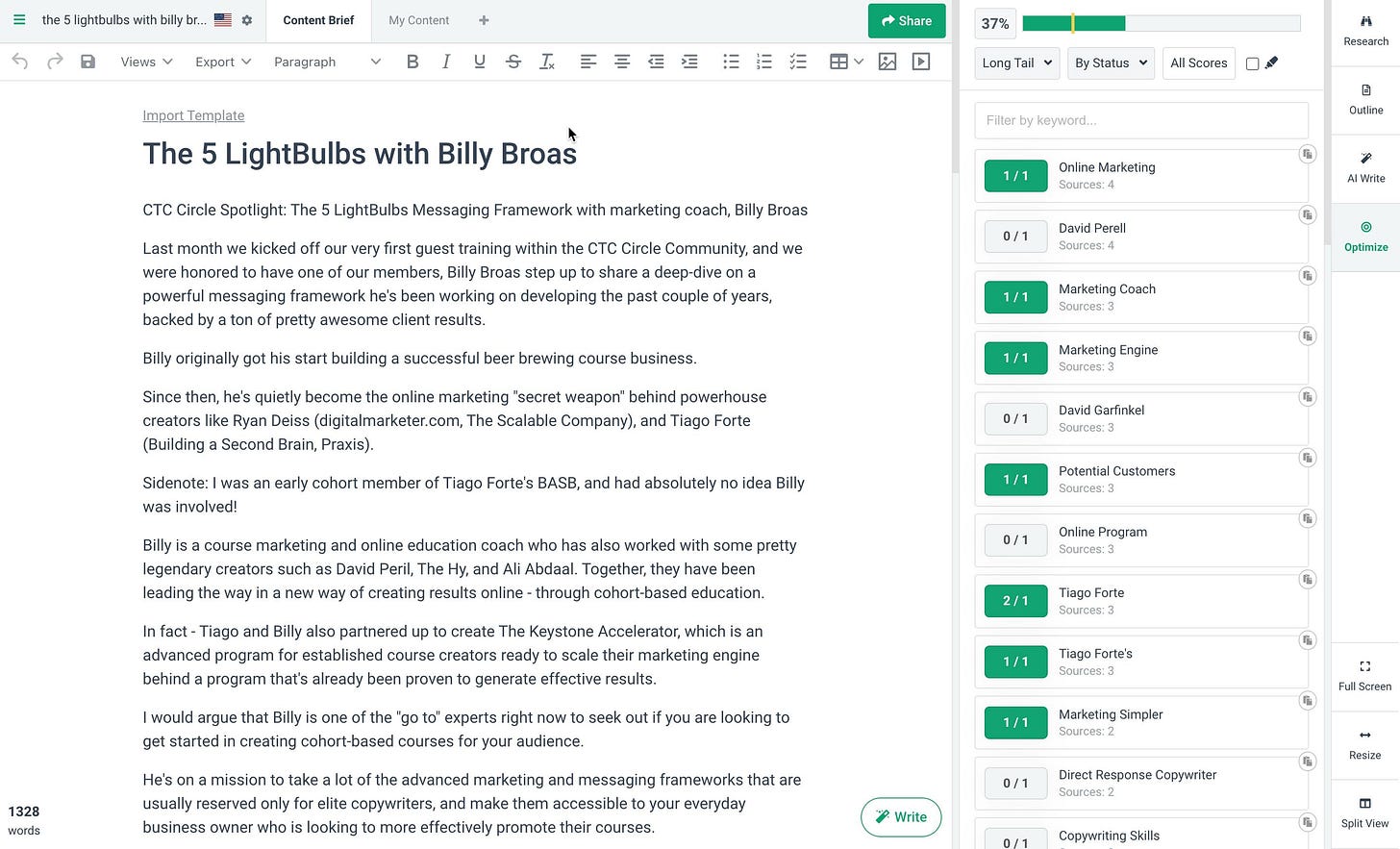 Frase Example with Billy Broas Five LightBulbs