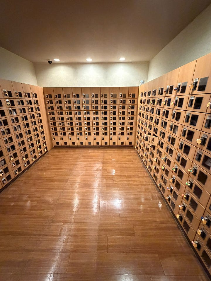 Outside the Onsen, my shoes, the telephone, all the shoes