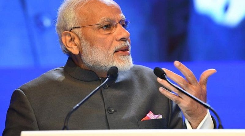 India's Prime Minister Narendra Modi giving speech at the Shangri-La Dialogue. Photo Credit: India PM Office.