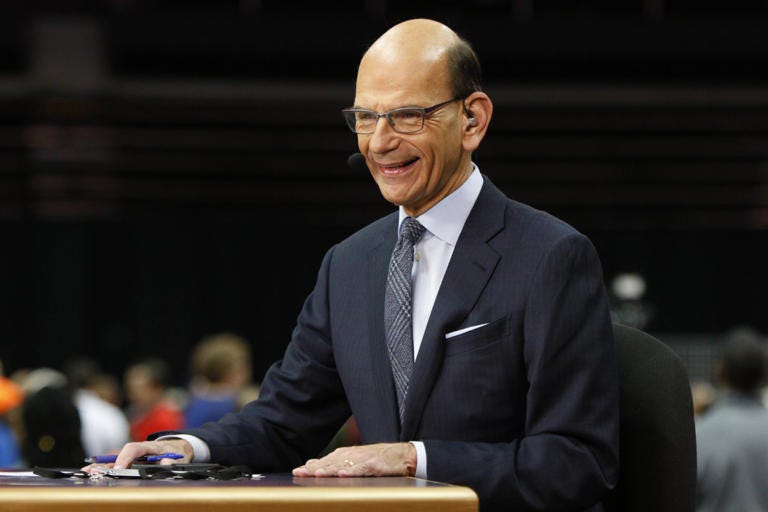 Jan 6, 2018; Atlanta, GA, USA; ESPN broadcaster Paul Finebaum during media day at Philips Arena. Mandatory Credit: Brett Davis-USA TODAY Sports © Brett Davis-Imagn Images