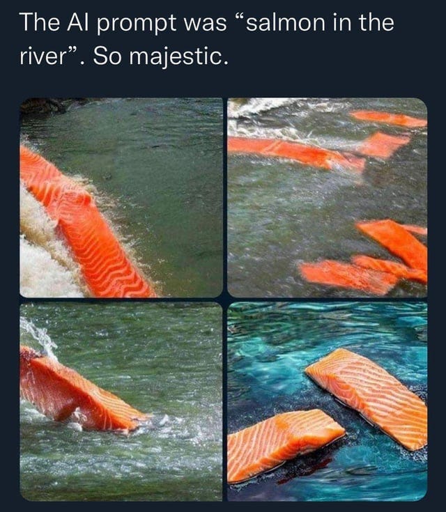 r/aiArt - The AI prompt was “Salmon in the river”