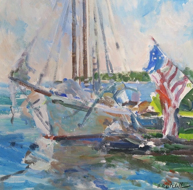 A painting of a boat on the water
Description automatically generated A painting of a boat on the water
Description automatically generated