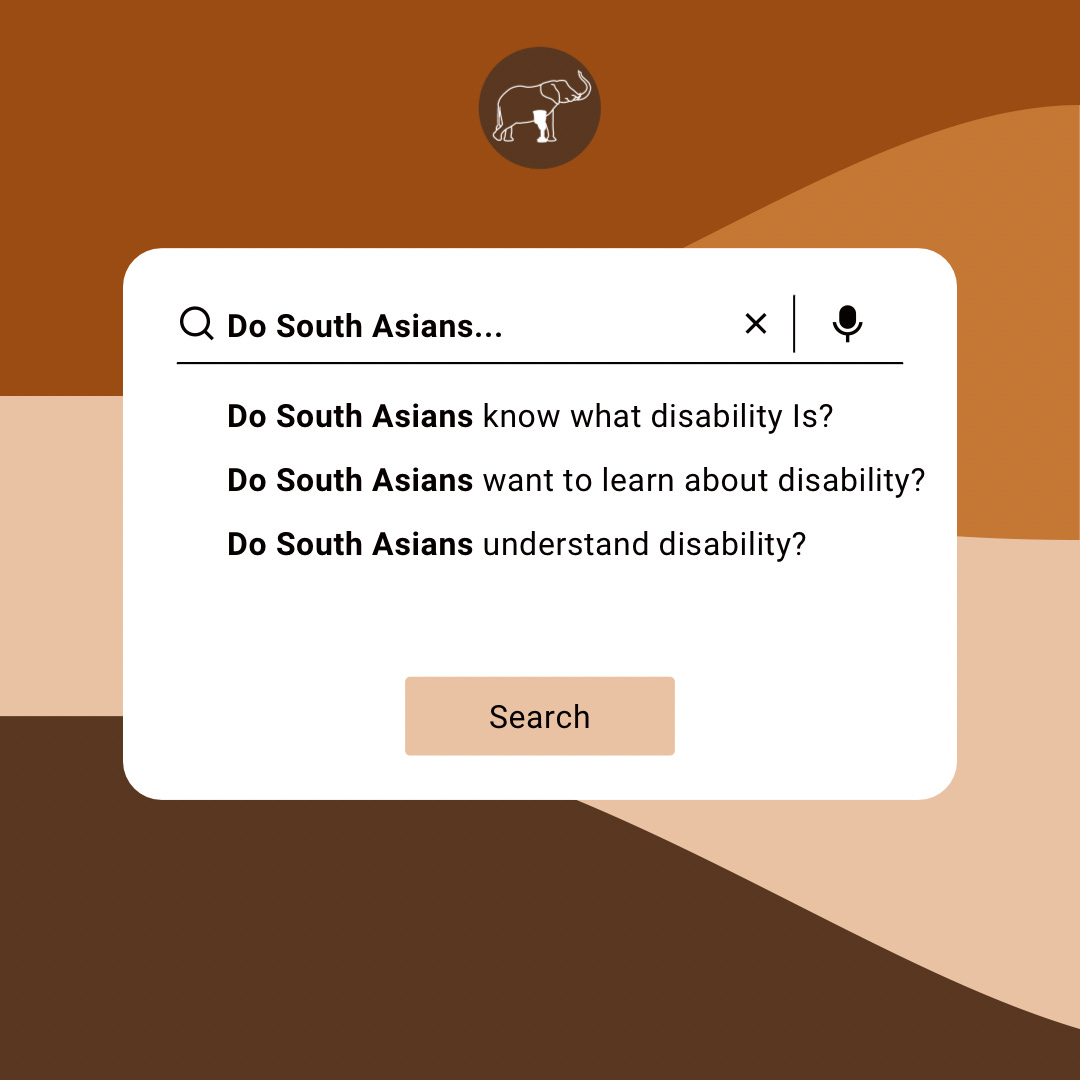 Search engine says “Do South Asians know what disability Is? Do South Asians want to learn about disability? Do South Asians understand disability?”