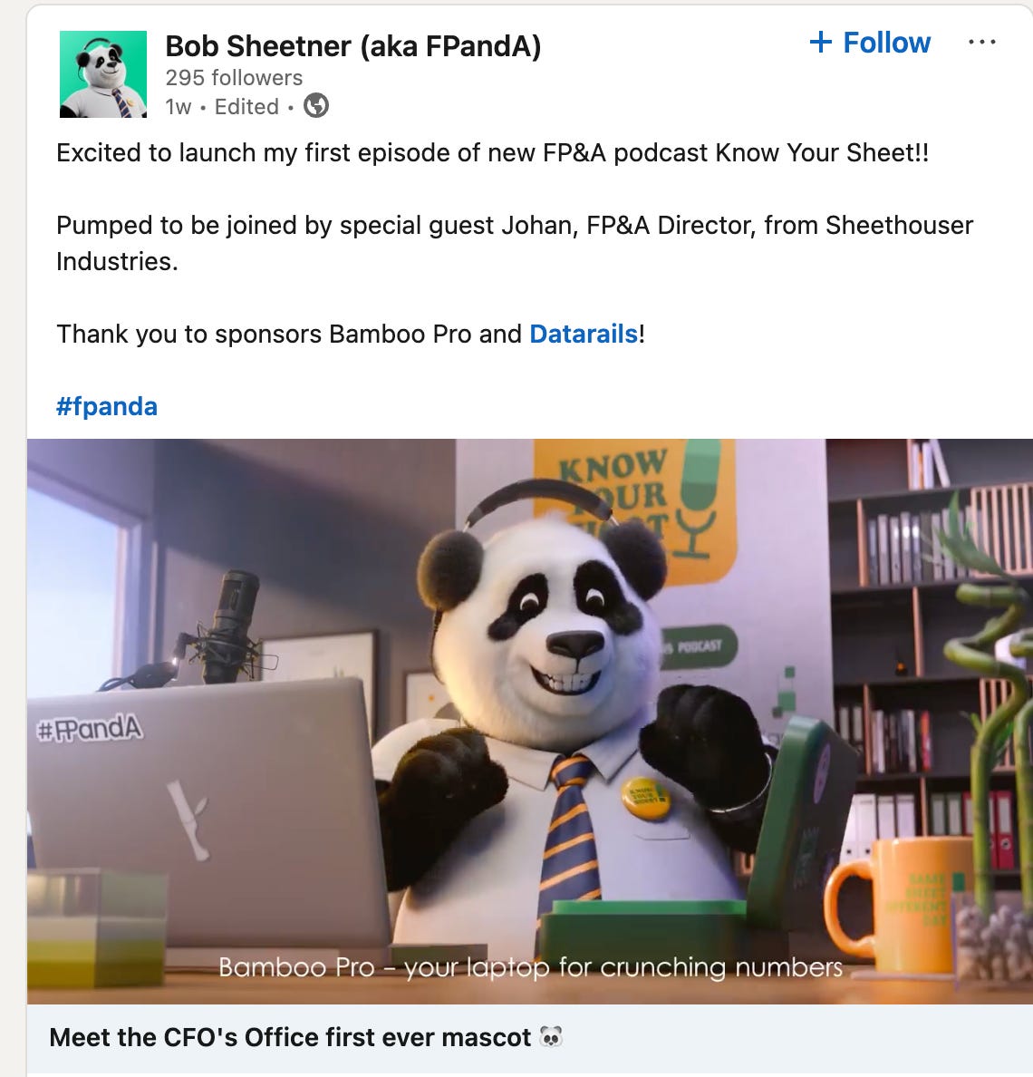 Screenshot of FPandA launch video on LinkedIn