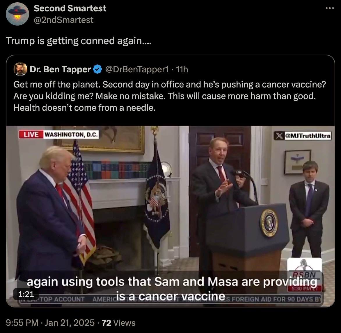 GETTING CONNED AGAIN: Trump throws his weight behind new generation of mRNA gene-therapy injections, for cancer and other diseases