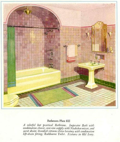 The first colors for bathroom fixtures - Kohler introduces sink, tub and  toilet sets in six colors, 1927 catalog - Retro Renovation