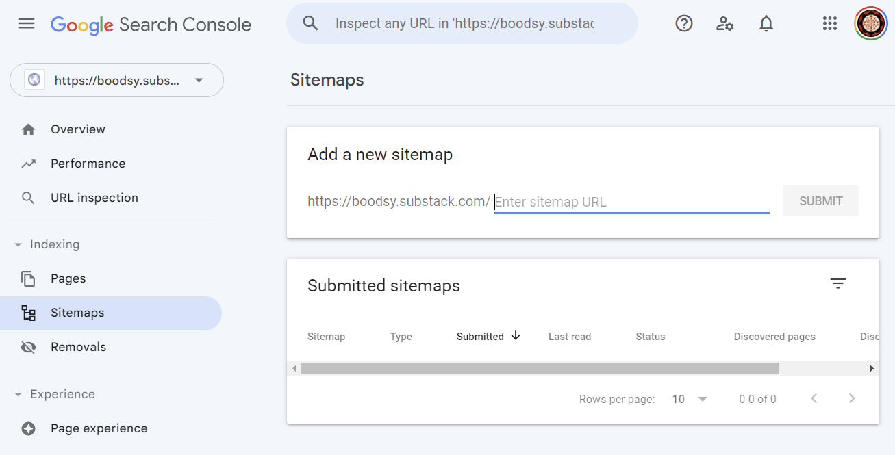 Search Consoloe add sitemap