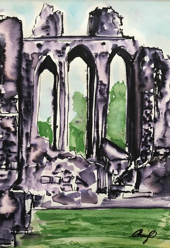 Painting of Abbey Ruins by COA