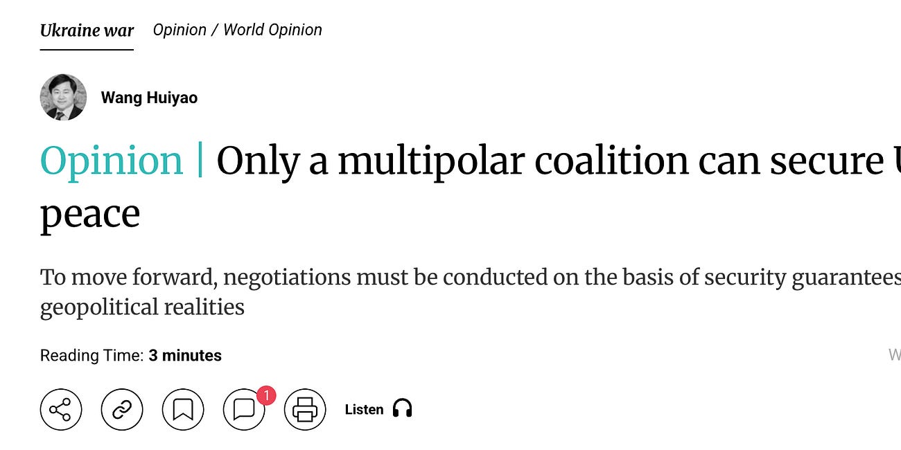 Henry Huiyao Wang: Only a multipolar coalition can secure Ukraine peace