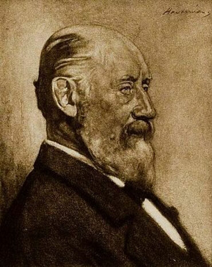 'Portret van Mesdag' - tekening: Hendrik Haverman (bron: deverhalenvangroningen.nl)