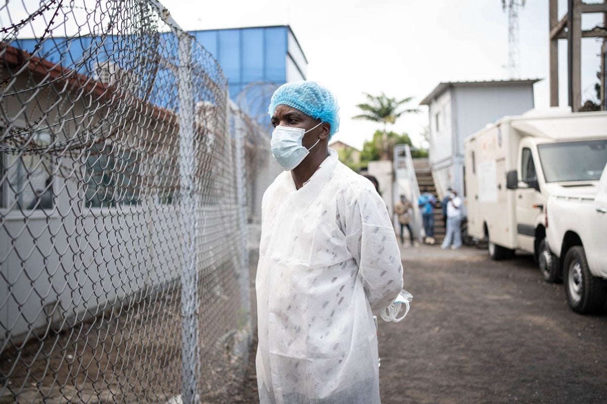 A medical worker is seen at an Ebola isolation and observation site A medical worker is seen at an Ebola isolation and observation site