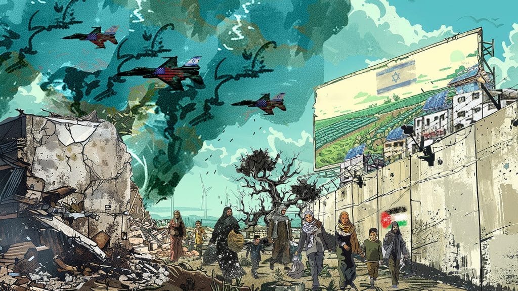 Main Illustration Ecocide, Imperialism and Palestine Liberation (By Fourate Chahal El Rekaby)