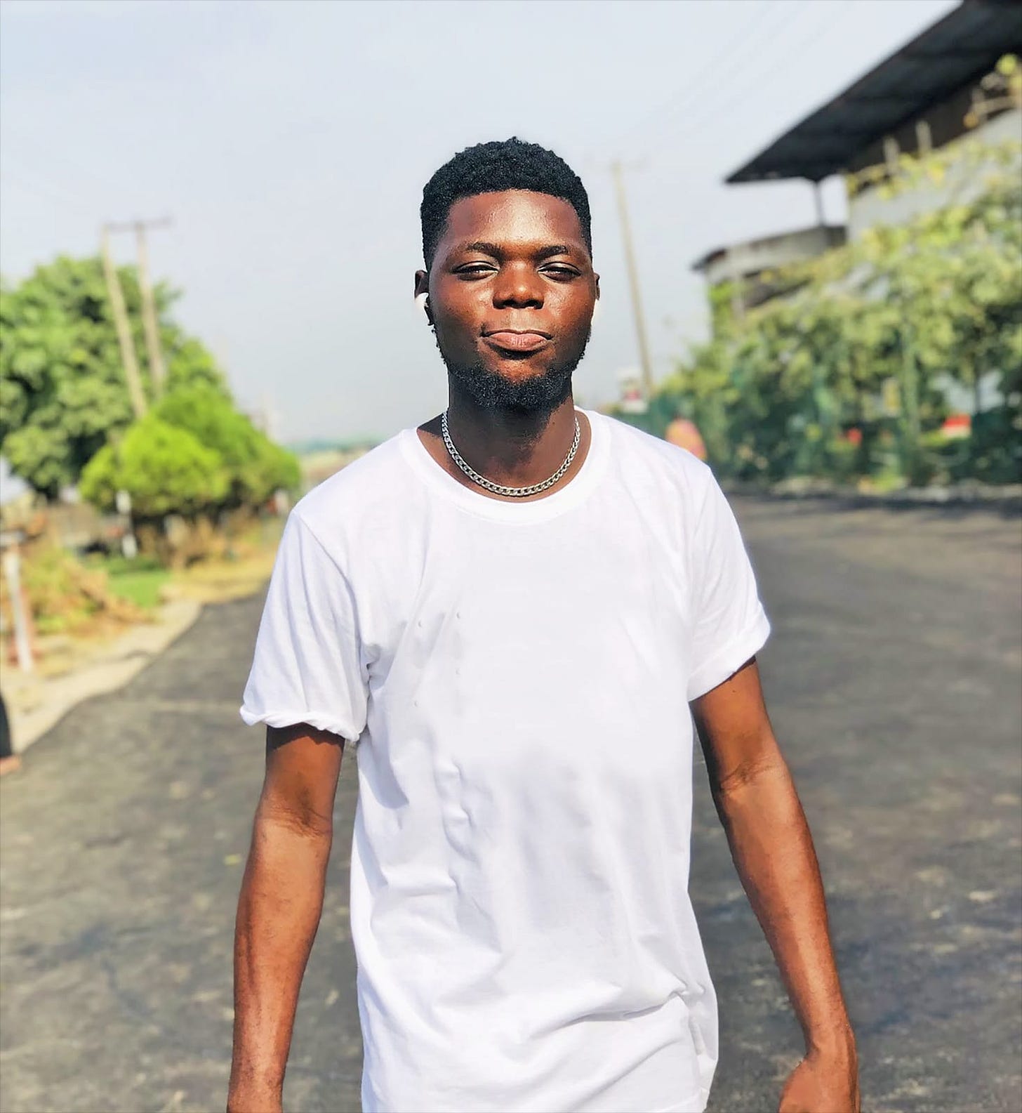 Picture of Oyedele Bolaji in a white t-shirt