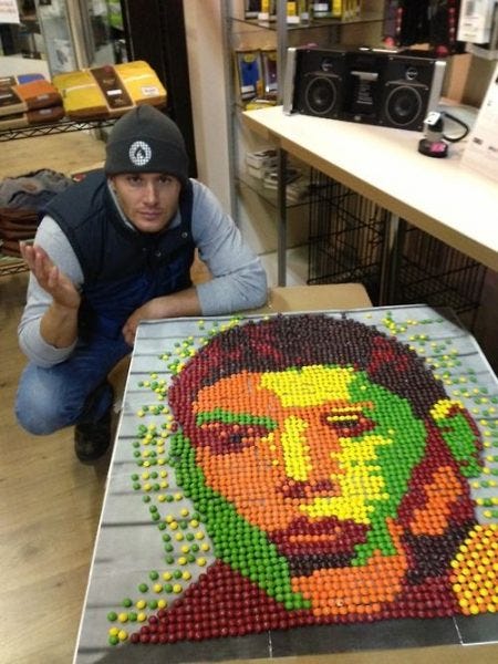 jensen ackles with skittles portrait jensen ackles with skittles portrait