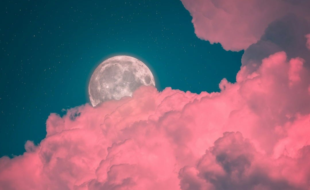 white clouds and moon during night time white clouds and moon during night time