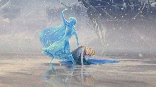 This may contain: there is a poster with an image of two people in the water and one person on the ground This may contain: there is a poster with an image of two people in the water and one person on the ground