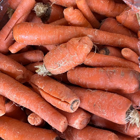 Green beans, tomotoes, carrots, oranges, lemons, limes, apples
