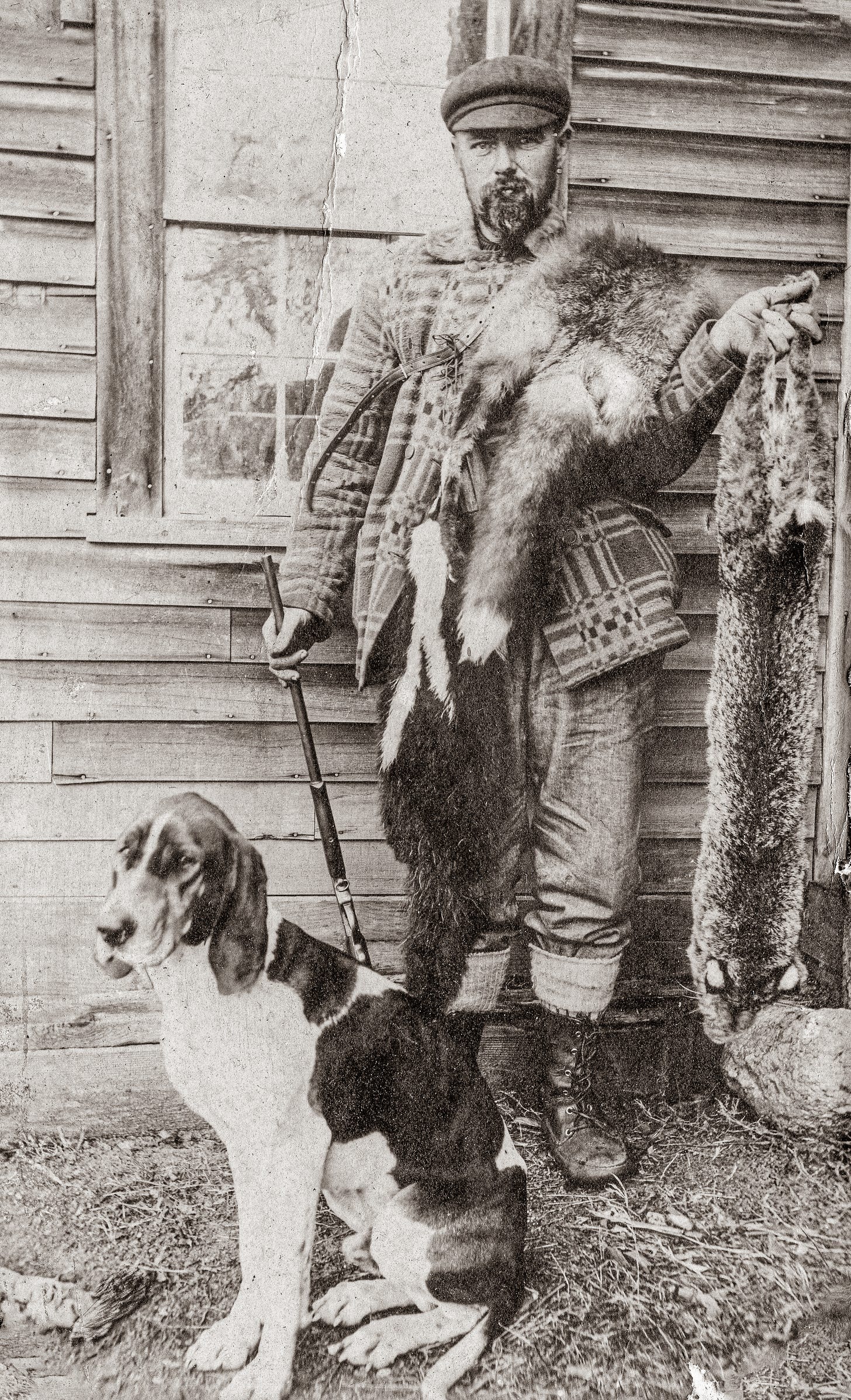 John Parmenter with animal skins