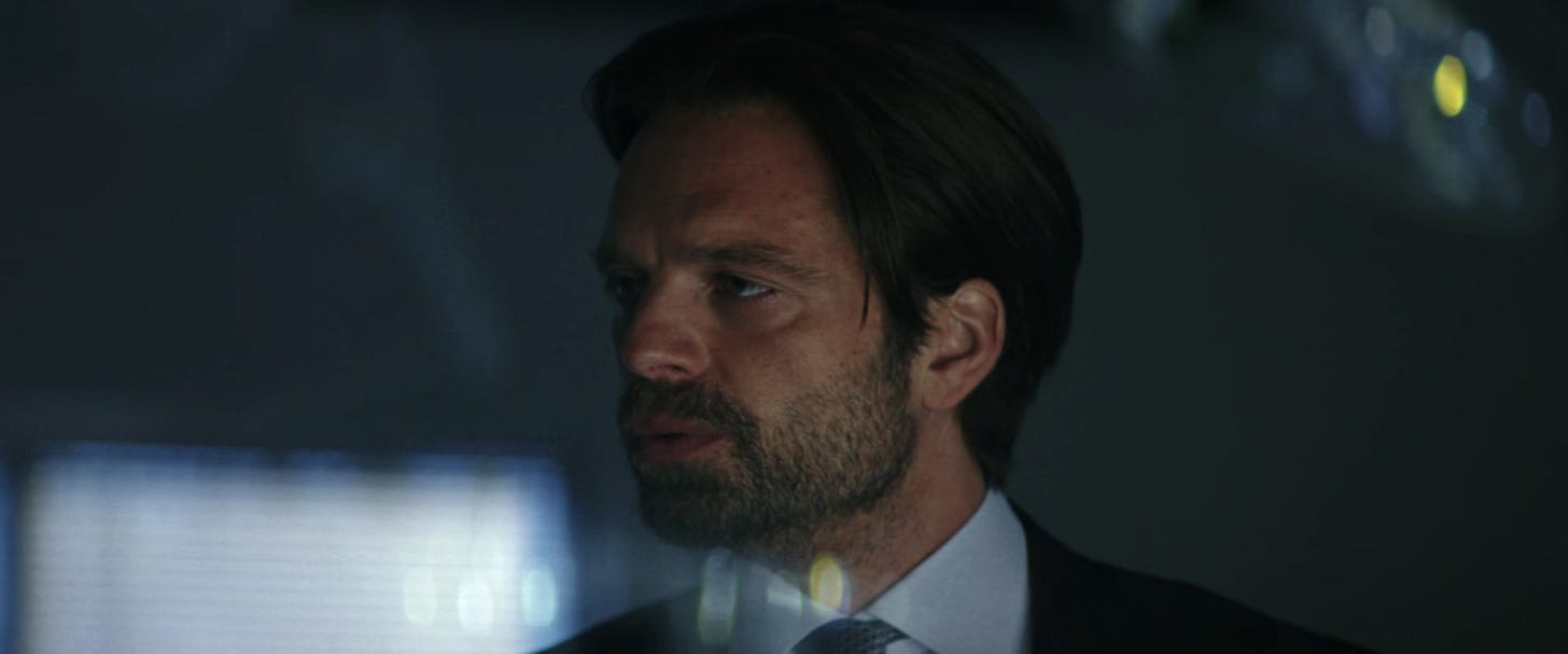 Bucky looking seriously at Sam