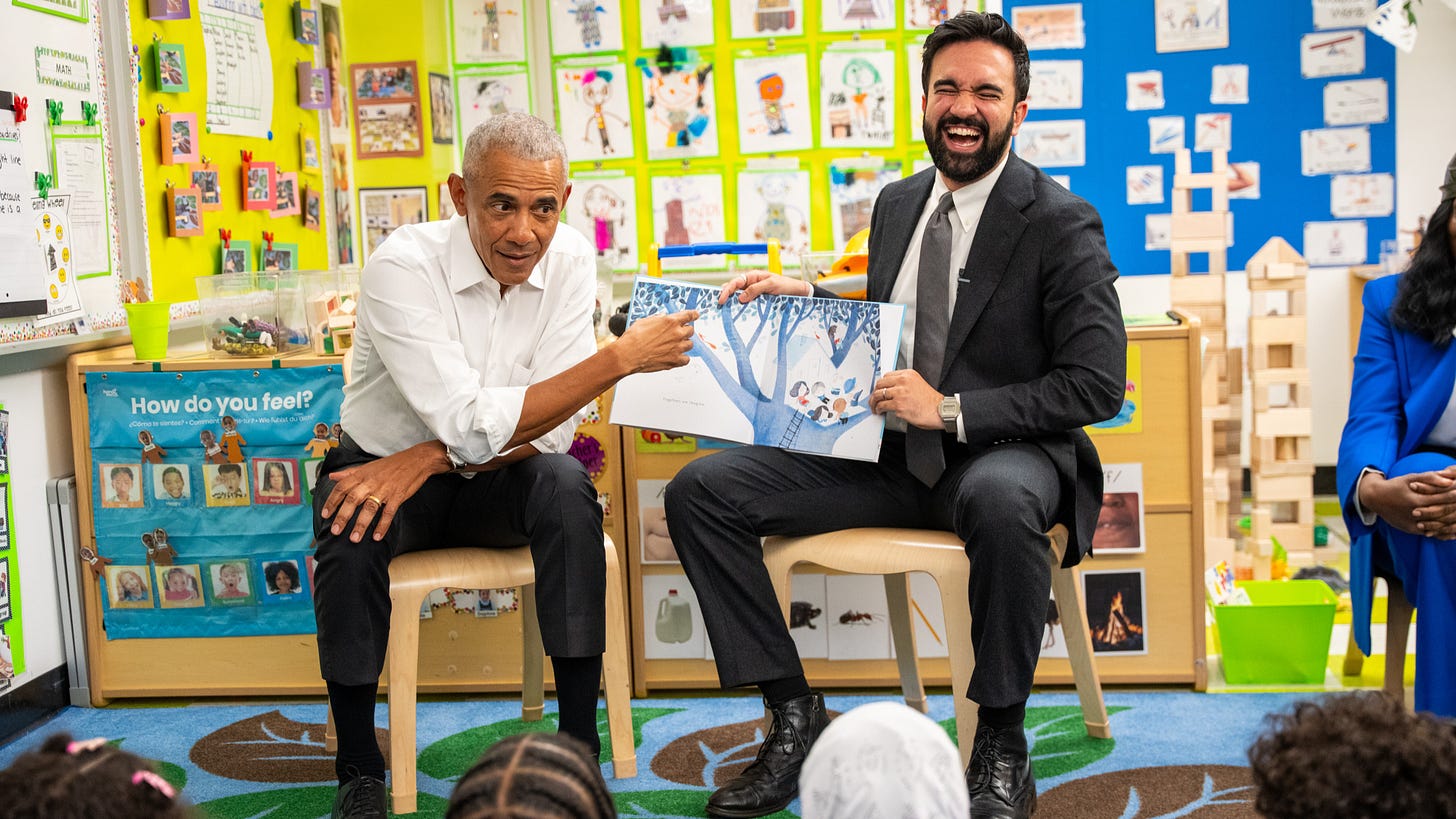 Former President Barack Obama Obama meets Mayor Zohran Mamdani in New York  City before reading to preschoolers - ABC7 Los Angeles