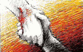Godreachingwithnailedscarredhand