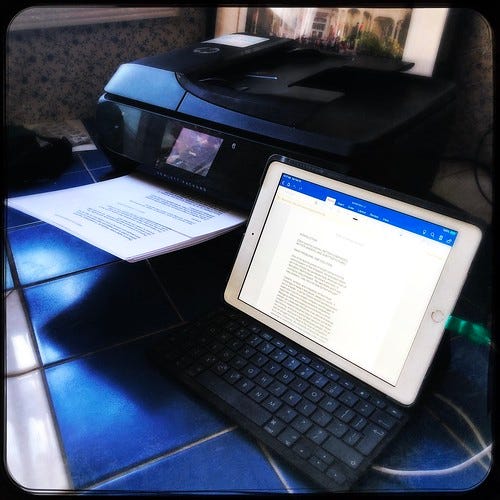 Printing out the first draft of my next book, on the four-day week. Printing out the first draft of my next book, on the four-day week.